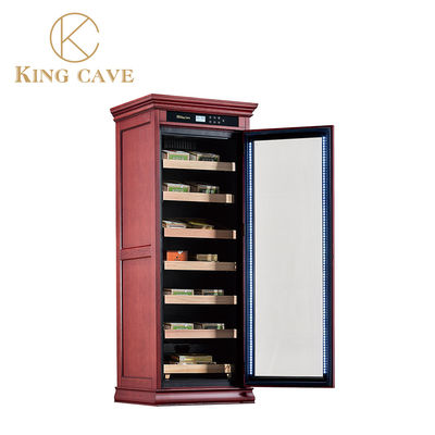 Buon prezzo Humidor per sigari in legno naturale di lusso con luce a LED 3 scaffali in linea
