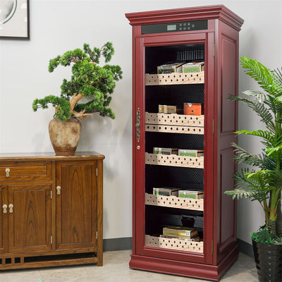 Buon prezzo Controllo tattile di porta di vetro chiudibile Rossa Legno massello Cigar Cooler Humidor in linea