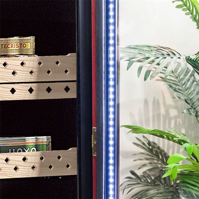 Buon prezzo Porta di vetro Armadio a telaio di legno rosso Frescatore di sigari Umidore con serratura in linea