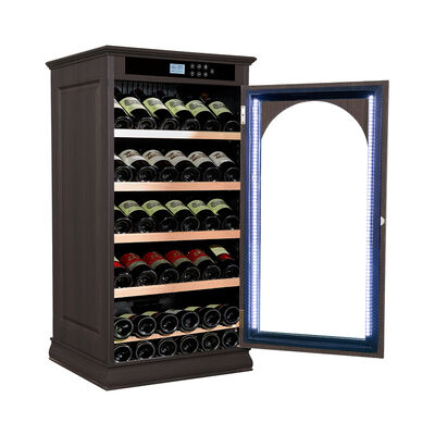 Buon prezzo Gabinetto per il raffreddamento del vino in legno scuro con controllo tattile intelligente e capacità di 36 bottiglie in linea