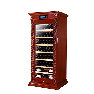 Buon prezzo Gabinetto di raffreddamento del vino in legno di Borgogna con controllo della temperatura preciso e illuminazione interna a LED in linea