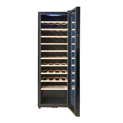 Buon prezzo Cooler per vino in legno a zona singola con porta in vetro temperato con illuminazione a LED e livello di rumore inferiore a 42 dB in linea