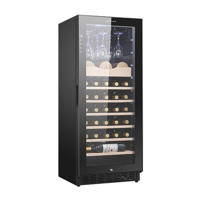 Buon prezzo Gabinetto per il raffreddatore di vino monozona in legno nero con controllo digitale della temperatura in linea