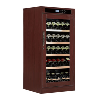 Buon prezzo Armadio di raffreddamento del vino in legno di Borgogna con porta di vetro chiudibile e raffreddamento termoelettrico in linea