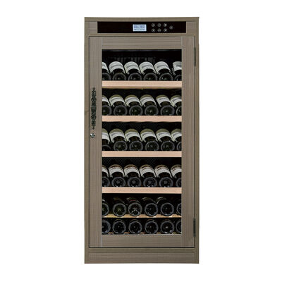 Buon prezzo Raffinato armadietto per il raffreddamento del vino in legno grigio con controllo della temperatura preciso e pannello digitale touch in linea