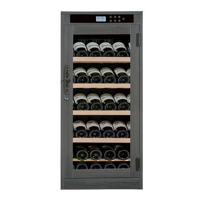 Buon prezzo Armadietto refrigerante per vino in legno massello con controllo digitale della temperatura, illuminazione a LED e porta bloccabile in linea