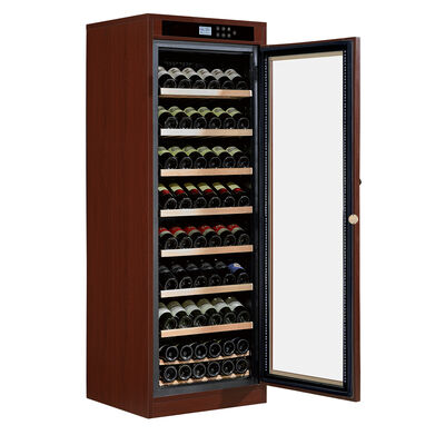 Buon prezzo Armadio refrigerante per vino in legno con controllo preciso della temperatura, pannello digitale touch e ripiani in legno in linea