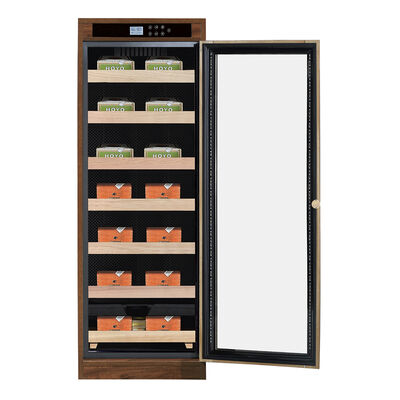 Buon prezzo Armadio umidor per sigari elettrici a telaio in legno con porta di vetro chiudibile e sistema di umidificazione incorporato in linea