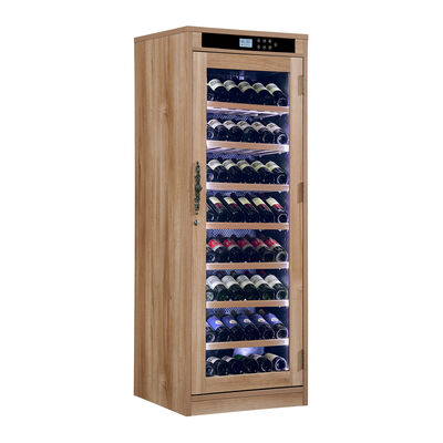 Buon prezzo Finitura di legno di grano Cucina Wine Cooler Armadio con controllo della temperatura di precisione e scaffali regolabili in linea
