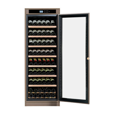 Buon prezzo Elegante armadietto per il raffreddamento del vino in legno con porta di vetro chiudibile e sistema di raffreddamento termoelettrico in linea