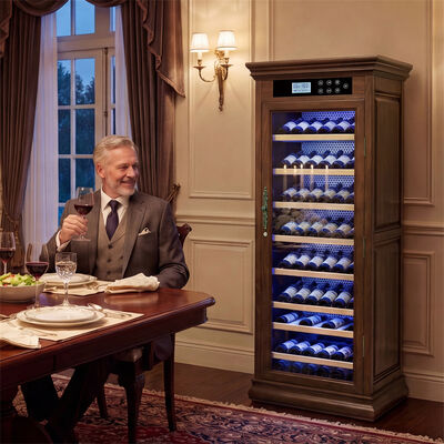 Buon prezzo Armadio Refrigerante per Vino di Lusso in Legno Massello con Serratura e Controllo Touch in linea