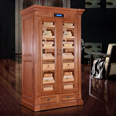 Buon prezzo Armadio umidificatore per sigari a doppia porta in legno massello con chiusura sicura in linea