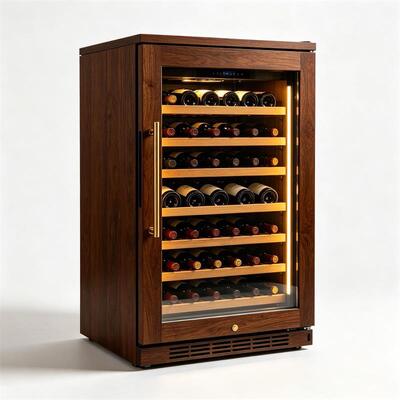 Buon prezzo Cantinetta frigo per vino in legno di noce, frigo da vino indipendente a temperatura costante in linea