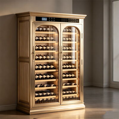 Buon prezzo Cooler per vino in legno con controllo della temperatura a due zone e touch screen digitale in linea